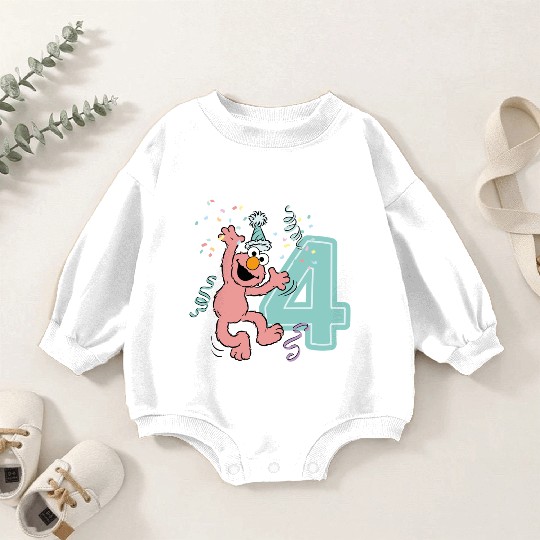 Sesame Street Birthday Design With Elmo 4 Years Baby Romper Sweatshirts