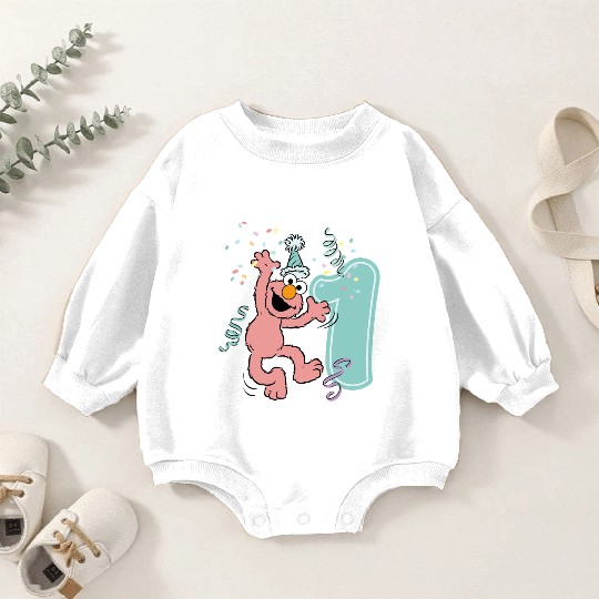 Sesame Street Birthday Design With Elmo One Year Baby Romper Sweatshirts