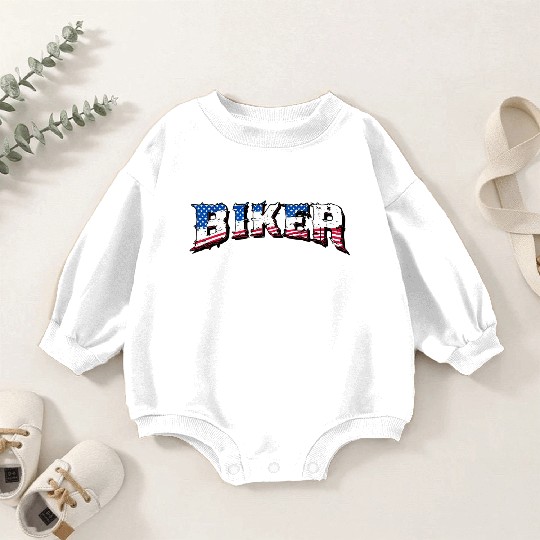 Motorcycle Biker | USA Flag | Biker & Dad Gift Baby Romper Sweatshirts