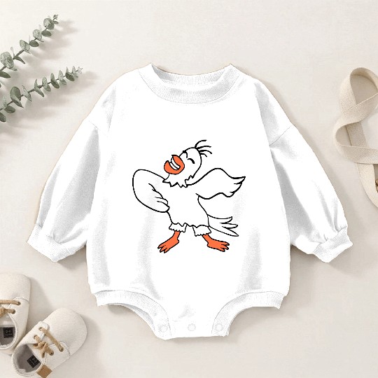 Seagull bird dances happily celebrates cheerful Baby Romper Sweatshirts