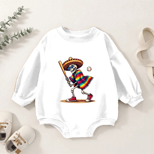Baseball Skeleton Fiesta Baby Romper Sweatshirts