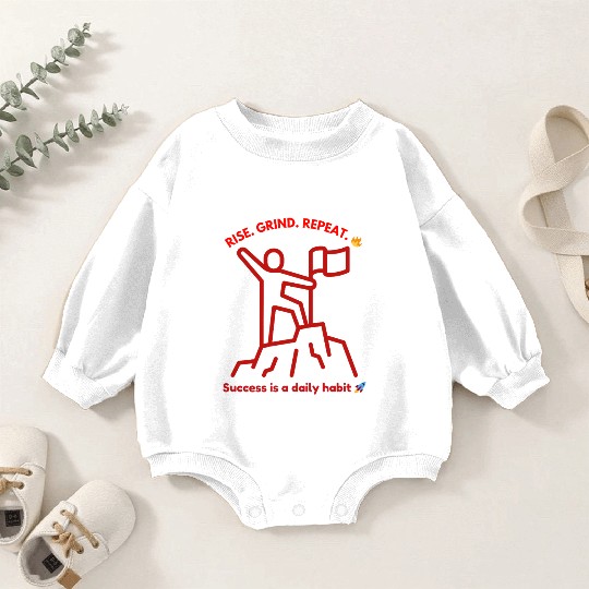 Success Motivation | Rise. Grind. Repeat Baby Romper Sweatshirts