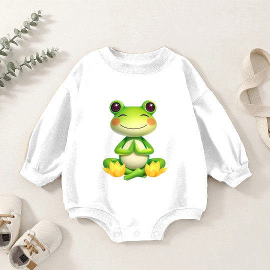 Zen Frog – Peaceful Meditation Frog Design Baby Romper Sweatshirts