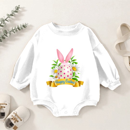 Happy Easter Baby Romper Sweatshirts with Bunny Ears and Egg