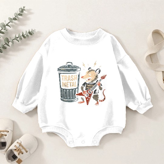 Funny Opossum Thrash Metal Guitar Vintage Pun Baby Romper Sweatshirts