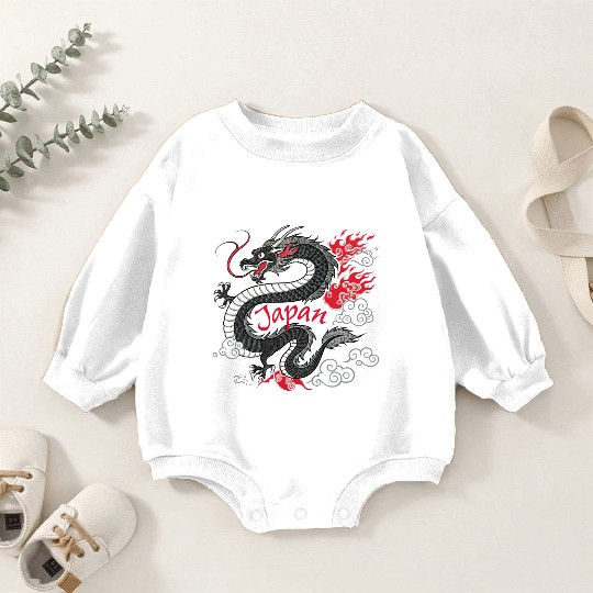 Majestic Japanese Dragon Tattoo Style Art design Baby Romper Sweatshirts