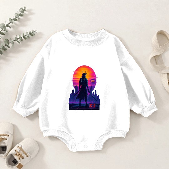Neon Samurai - Cyberpunk Warrior Art Baby Romper Sweatshirts