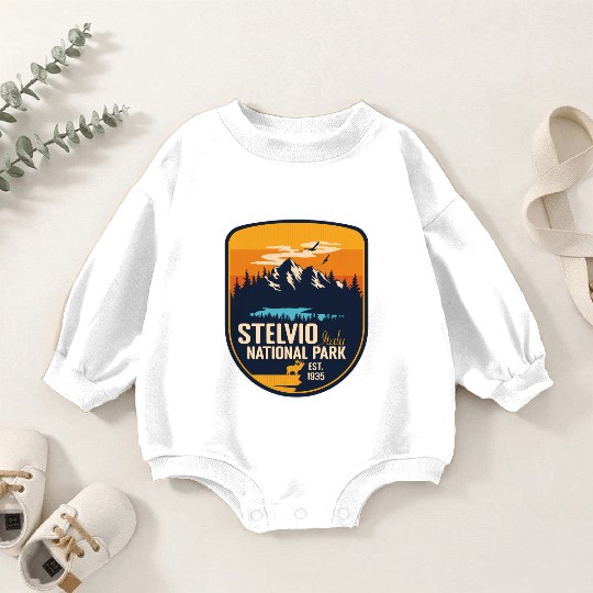 Stelvio National Park Italy Vintage Sunset Camping Baby Romper Sweatshirts