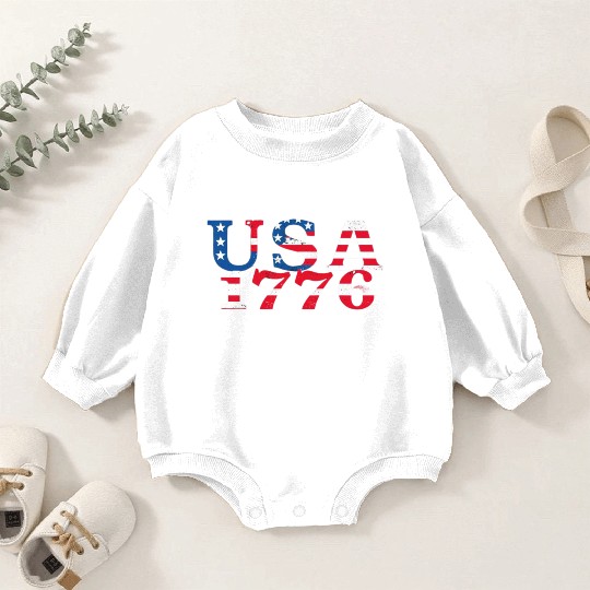 USA Established 1776 Stars Red White Blue Baby Romper Sweatshirts