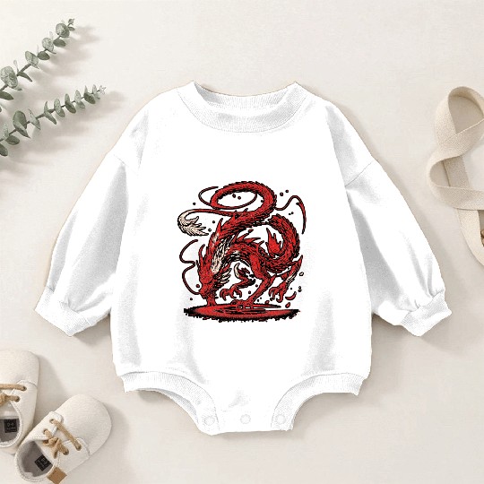 Ethereal Red Dragon Tattoo Design Baby Romper Sweatshirts
