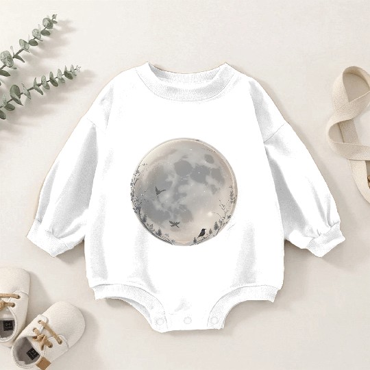 Moonlit Flight Serene Night Sky Baby Romper Sweatshirts