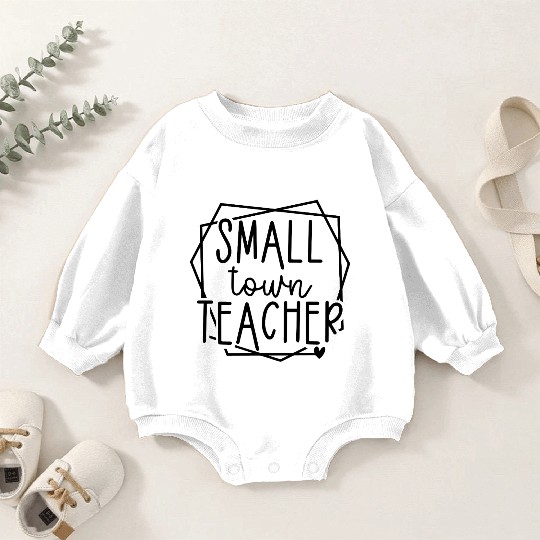 Small Town Teacher Heart Graphic for Educators Baby Romper Sweatshirts