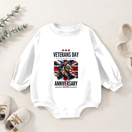 Patriotic British Veterans Lion Tribute Baby Romper Sweatshirts