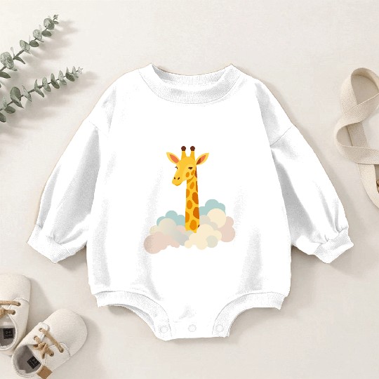 Gentle Giraffe Above the Clouds – Dreamy Motif Baby Romper Sweatshirts