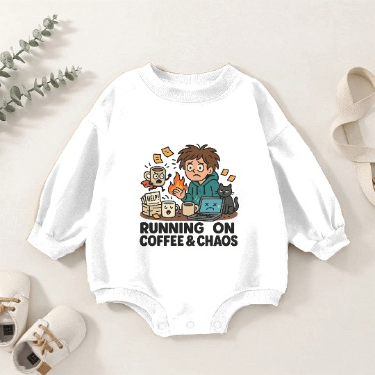 Running On Coffee and Chaos Baby Romper Sweatshirts