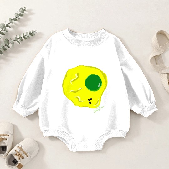 Yellow and green fried egg and flies Baby Romper Sweatshirts