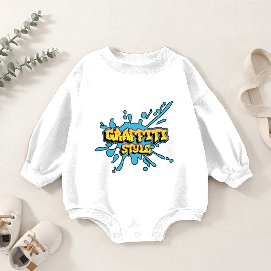 Graffiti Text Style Design D83C DFA8 with a splash of blue Baby Romper Sweatshirts