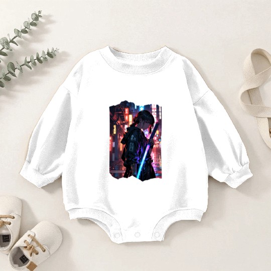 Cyberpunk Samurai Girl Baby Romper Sweatshirts
