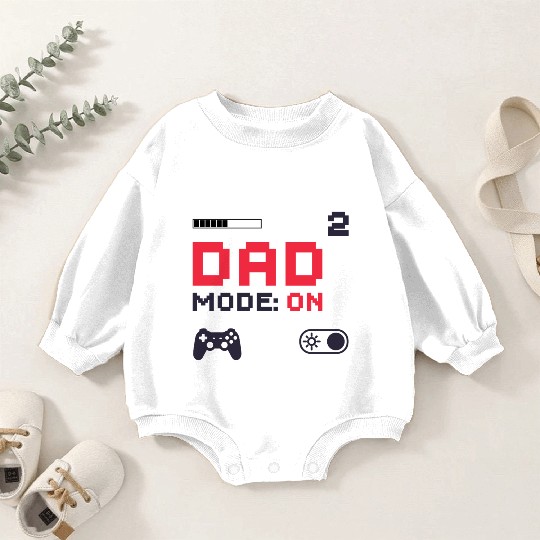 Dad Mode On Retro Gamer Dad Pixel Art Design Baby Romper Sweatshirts
