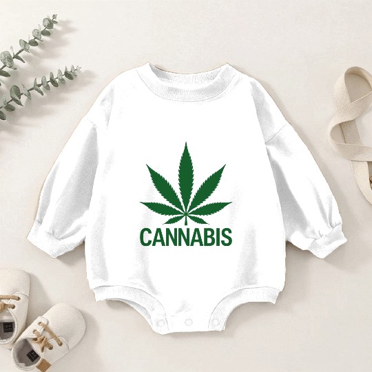 Cannabis Hemp Leaf Statement Green Look Baby Romper Sweatshirts