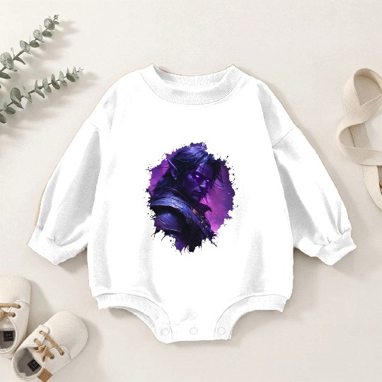 Dark Elf Warrior with Glowing Purple Eyes Baby Romper Sweatshirts