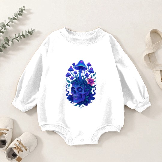 Fungi Mind - Trippy Skull Bloom Baby Romper Sweatshirts