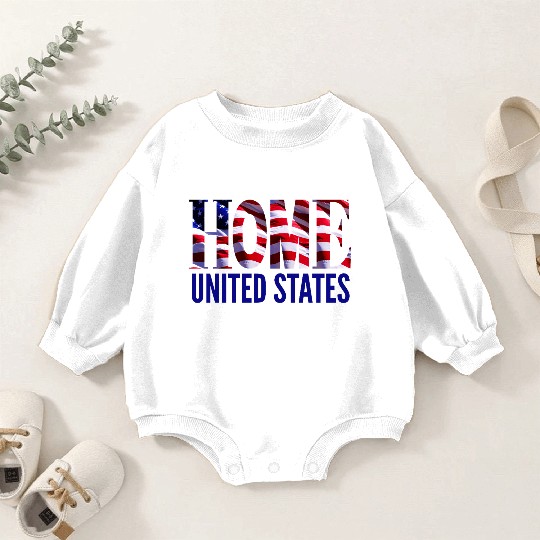 Patriotic HOME USA Flag Baby Romper Sweatshirts