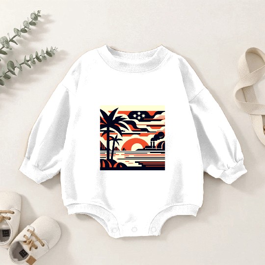 Twilight Palm & Factory Scene Baby Romper Sweatshirts