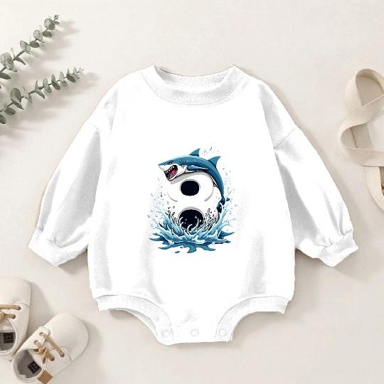 Shark Children Birthday Number 8 Splash Baby Romper Sweatshirts