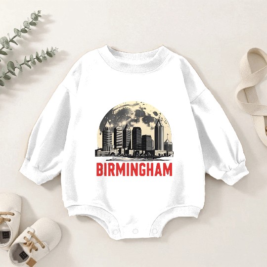 Birmingham City Albm Skyline Full Moon Baby Romper Sweatshirts
