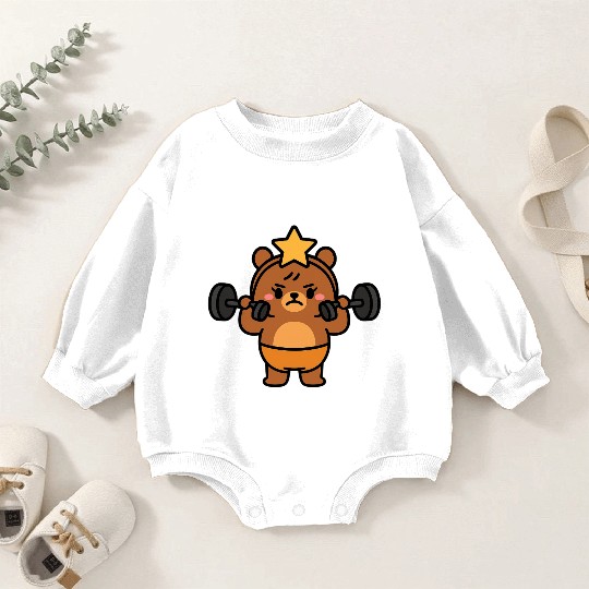 Built Different Bear Quirky Workout Character Baby Romper Sweatshirts