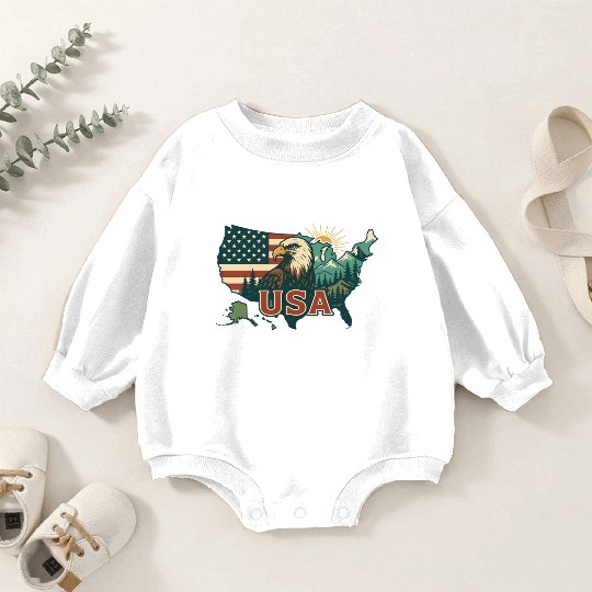 USA Eagle - Patriotic Baby Romper Sweatshirts