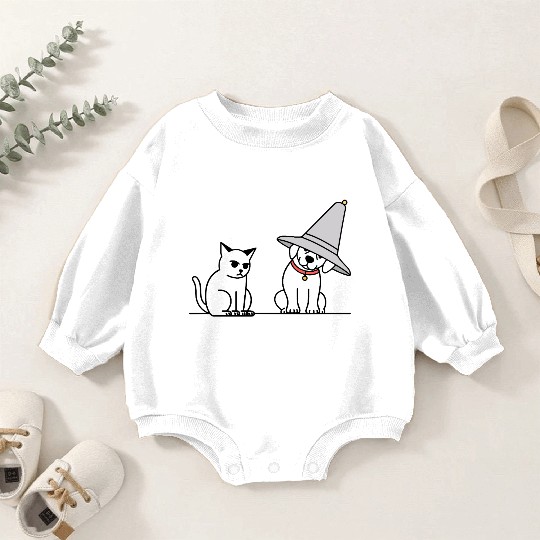Grumpy Cat and Wizard Dog Baby Romper Sweatshirts