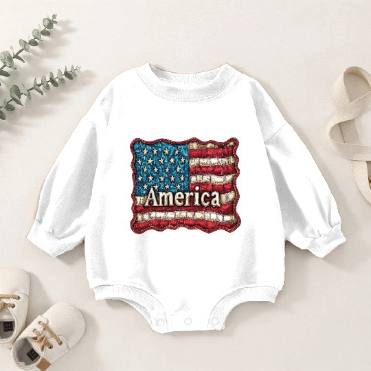American Flag Baby Romper Sweatshirts