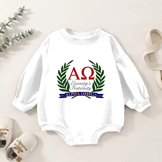 Alpha Omega, Eternity's Fraternity Baby Romper Sweatshirts