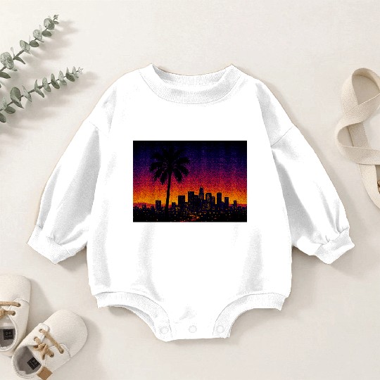 Tokyo Night Skyline Vaporwave Poster Baby Romper Sweatshirts