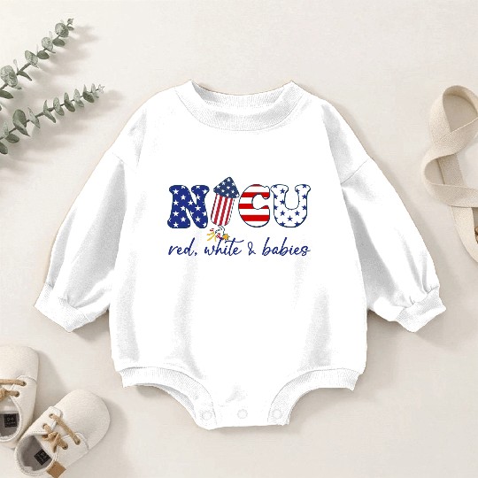 NICU Patriotic Red White Babies Baby Romper Sweatshirts