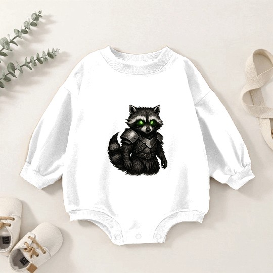 Armored Forest Raccoon – Glowing-Eyed Fantasy Ward Baby Romper Sweatshirts