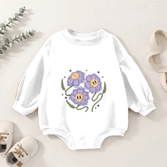 Positive Vibes – 90s Flower Power Design Baby Romper Sweatshirts