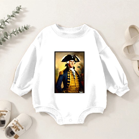 George Washington in revolutionary bttlefield a Baby Romper Sweatshirts