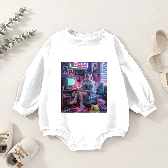Y2K Gamer Girl Vibes – Retro Tech & Neon Room Aest Baby Romper Sweatshirts
