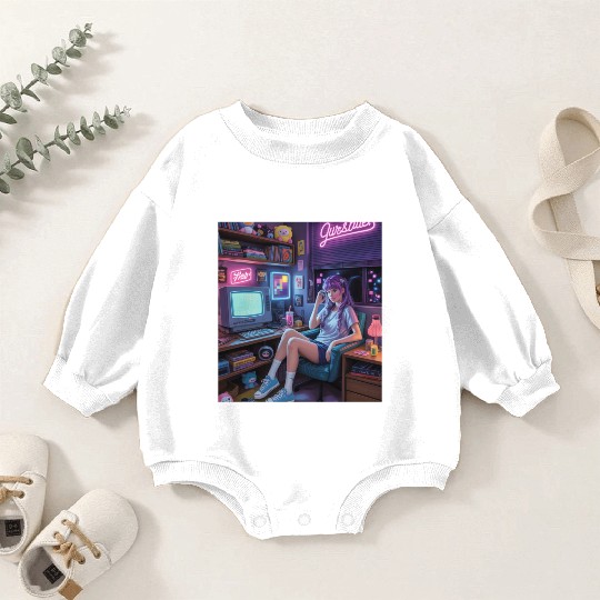 Y2K Gamer Girl Vibes – Retro Tech & Neon Room Aest Baby Romper Sweatshirts