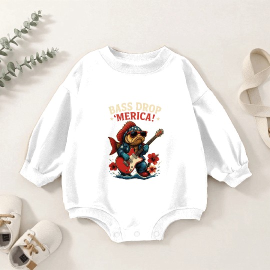 Bass Drop 'Merica! Fishing Baby Romper Sweatshirts