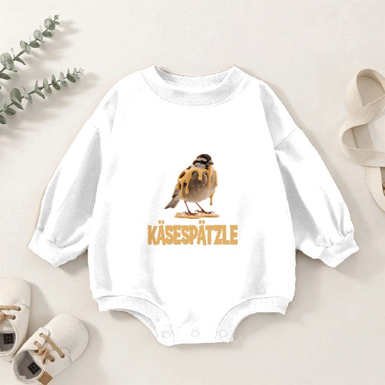 Käsespätzle Sparrow Delight With Cheesy Drizzle Baby Romper Sweatshirts