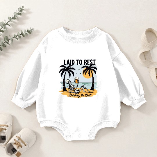 Skeleton Beach Vacation Beer Baby Romper Sweatshirts