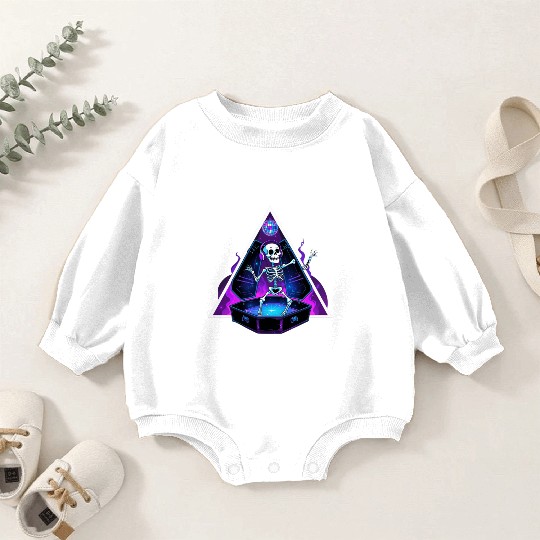 Neon Dancing Skeleton in Coffin Baby Romper Sweatshirts