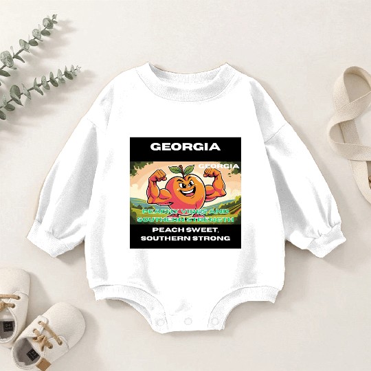 Georgia Peach State Art Baby Romper Sweatshirts