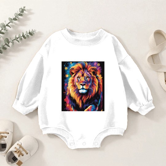 Pride and Power – Majestic Rainbow Lion Head Baby Romper Sweatshirts