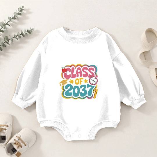 Class of 2037 Grow With Me, groovy back to school Baby Romper Sweatshirts