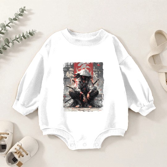 Samurai Sword Katana Ninja Japan Manga Anime Baby Romper Sweatshirts